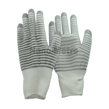 NMSAFETY 13g nylon blanc et gris enduit de gant de tricot blanc PU sur gants de travail de gants de paume